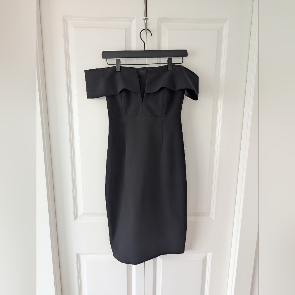 Bardot Black One-Shoulder Fold-Over Sheath Dress